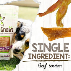 Nature Gnaws Beef Tendons close-up texture indicates a natural, long-lasting chew.