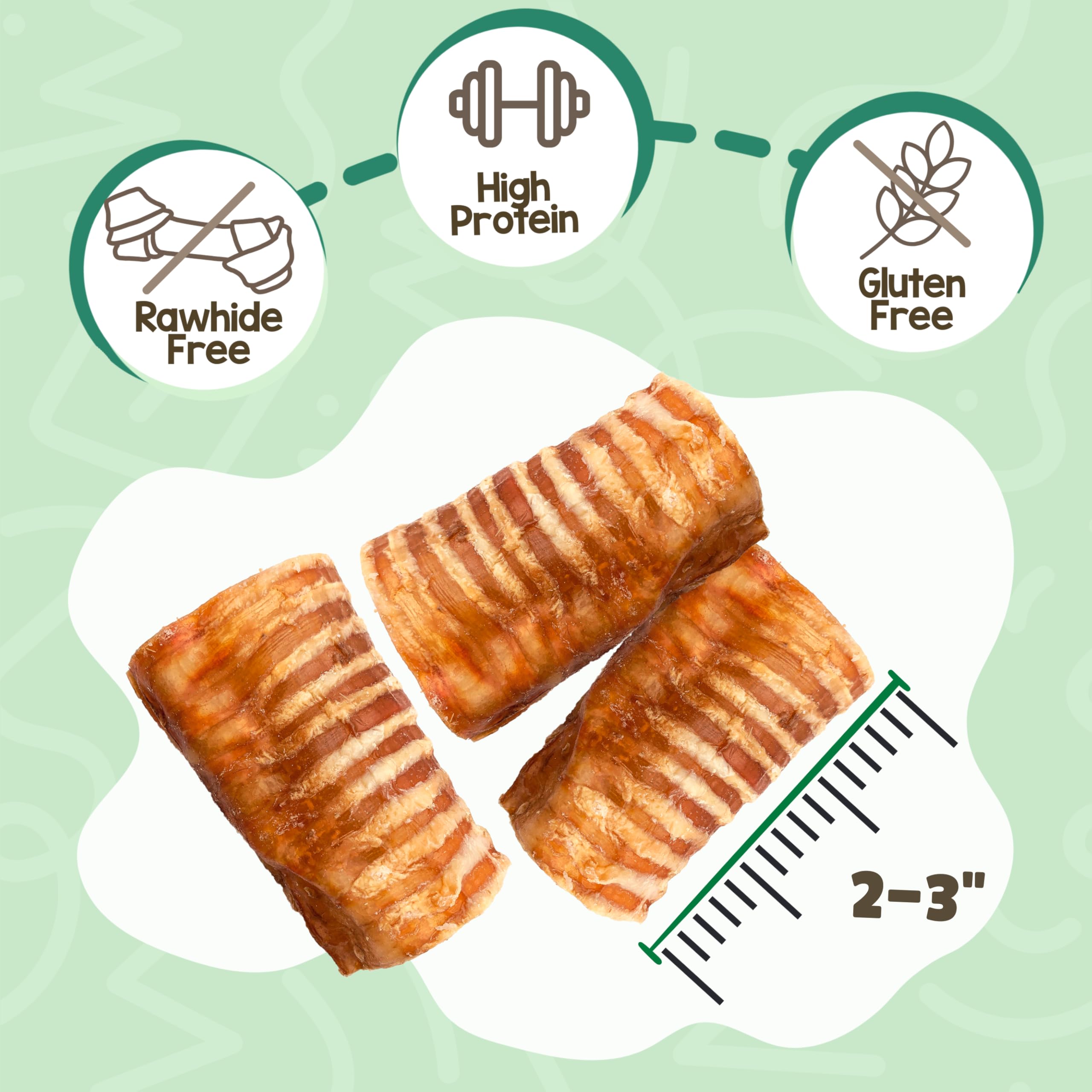 Close-up of beef trachea chews texture for durable chewing sessions.