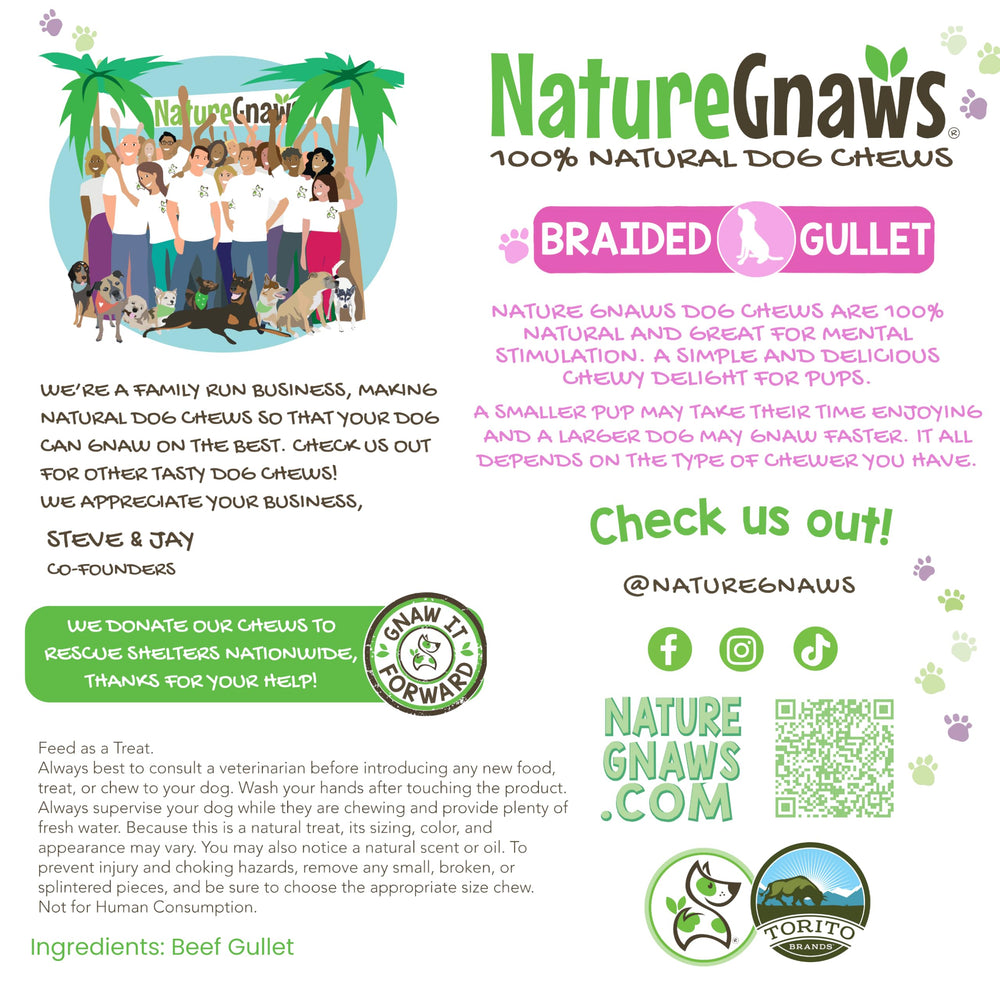 Nature Gnaws Braided Beef Gullet Chews low-odor view, natural aroma