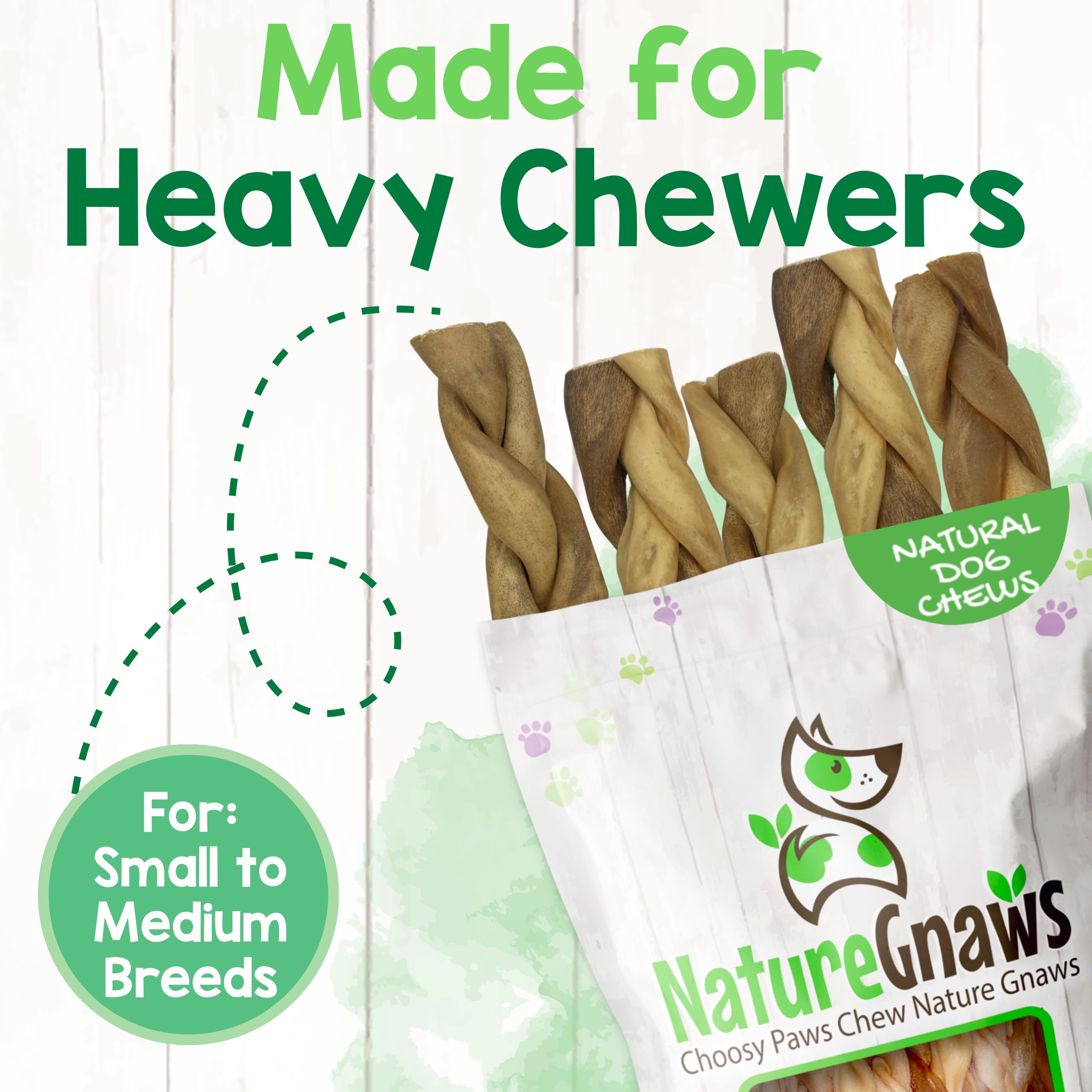 Nature Gnaws braided collagen sticks soothe teething puppies with tasty beef flavor.