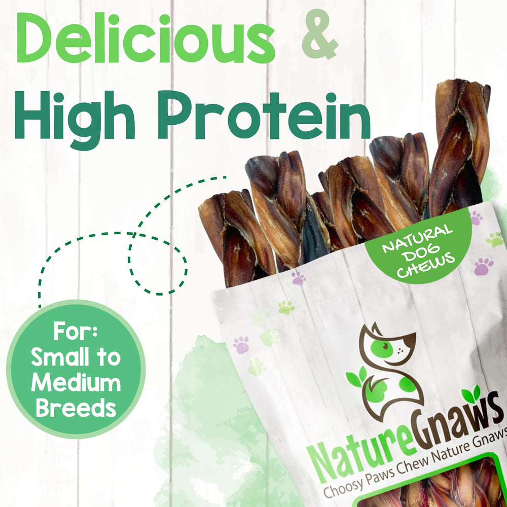 Nature Gnaws braided pork bully sticks dogs-medium; energy outlet during training