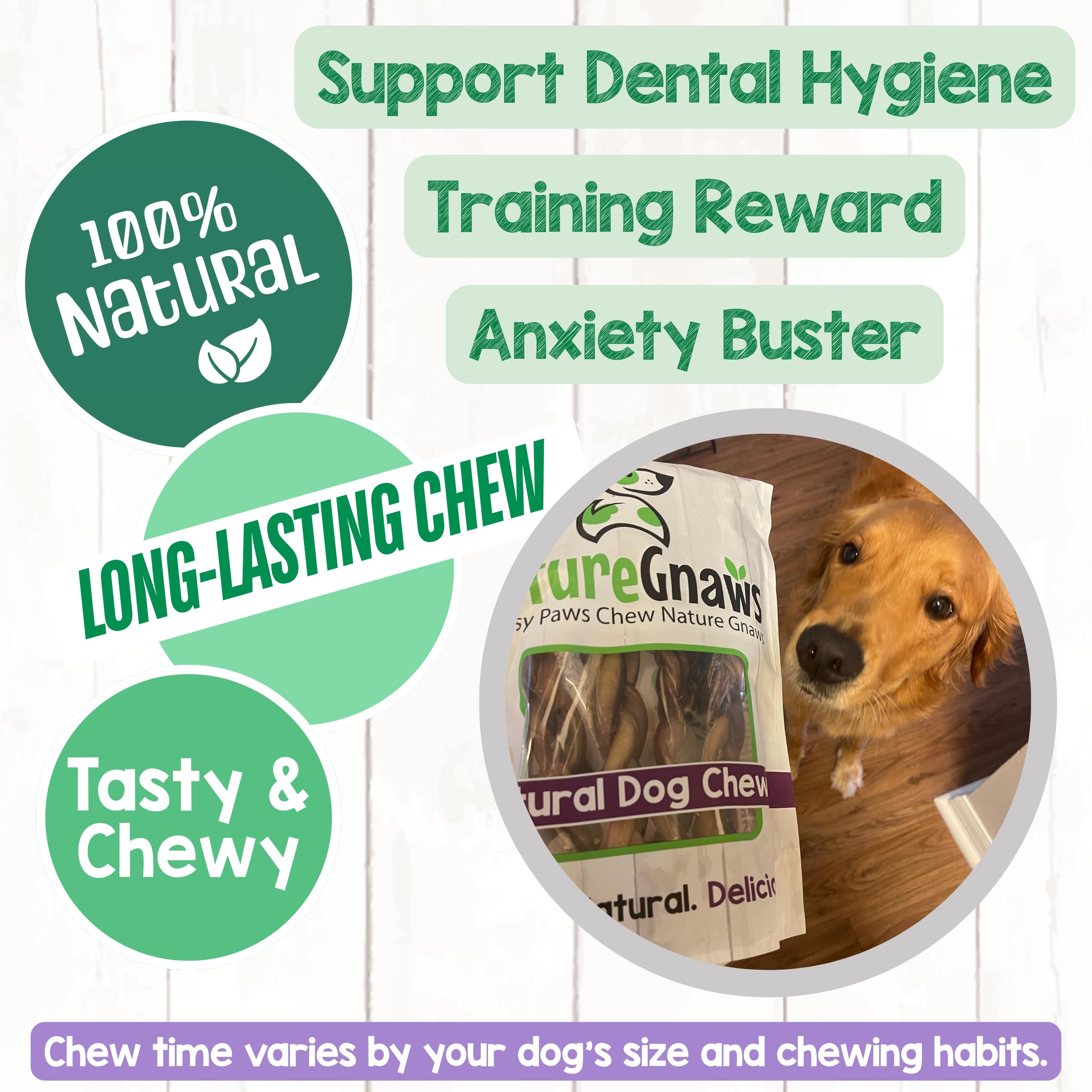 Nature Gnaws braided pork bully sticks dogs-small; ideal teething distraction