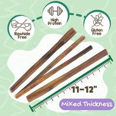 Nature Gnaws Bully Sticks 11-12 inch pack, long-lasting chews for larger dogs.