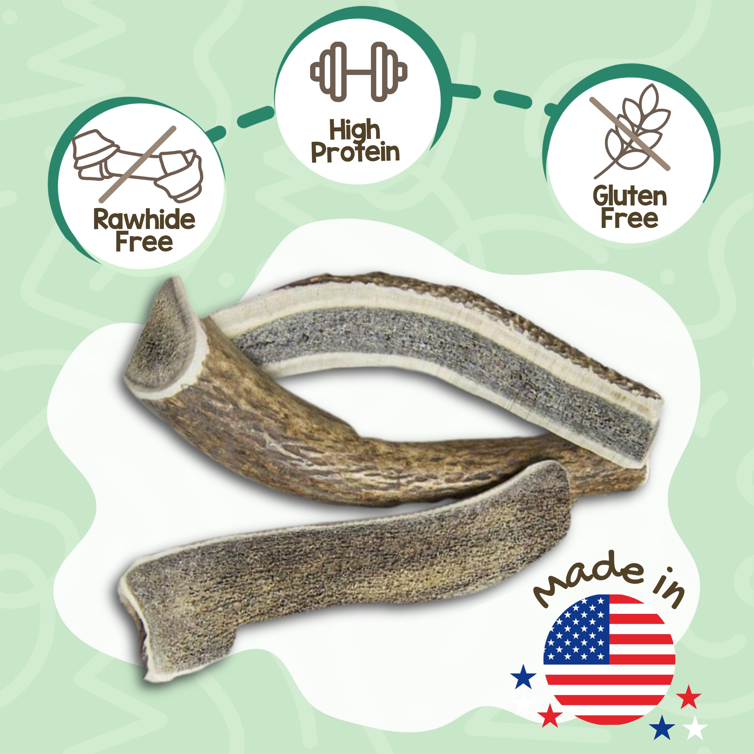 Nature Gnaws elk antlers for dogs, rawhide-free chew that supports dental activity.