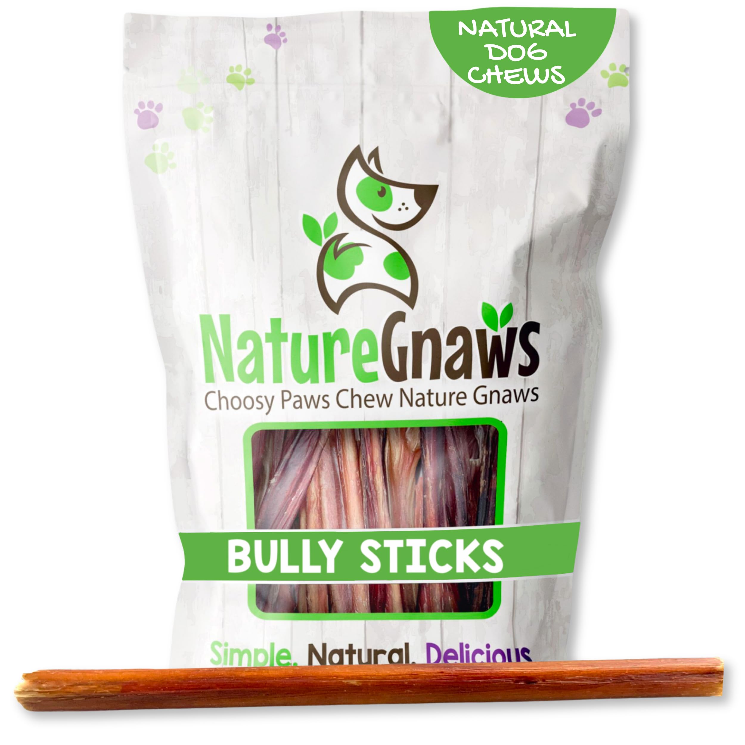 Nature Gnaws Large Bully Stick dog chew for long lasting entertainment.