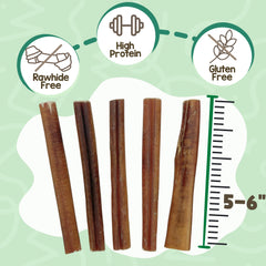 Nature Gnaws Large Bully Sticks dog chew action, promotes focus during playtime.