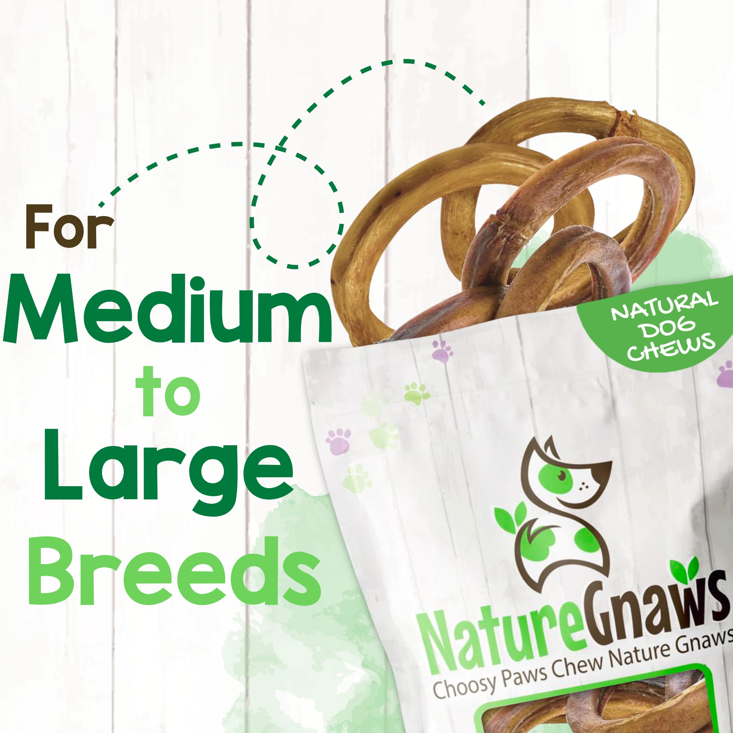 Nature Gnaws natural dental chews scene illustrating long-lasting texture for cleaner teeth.