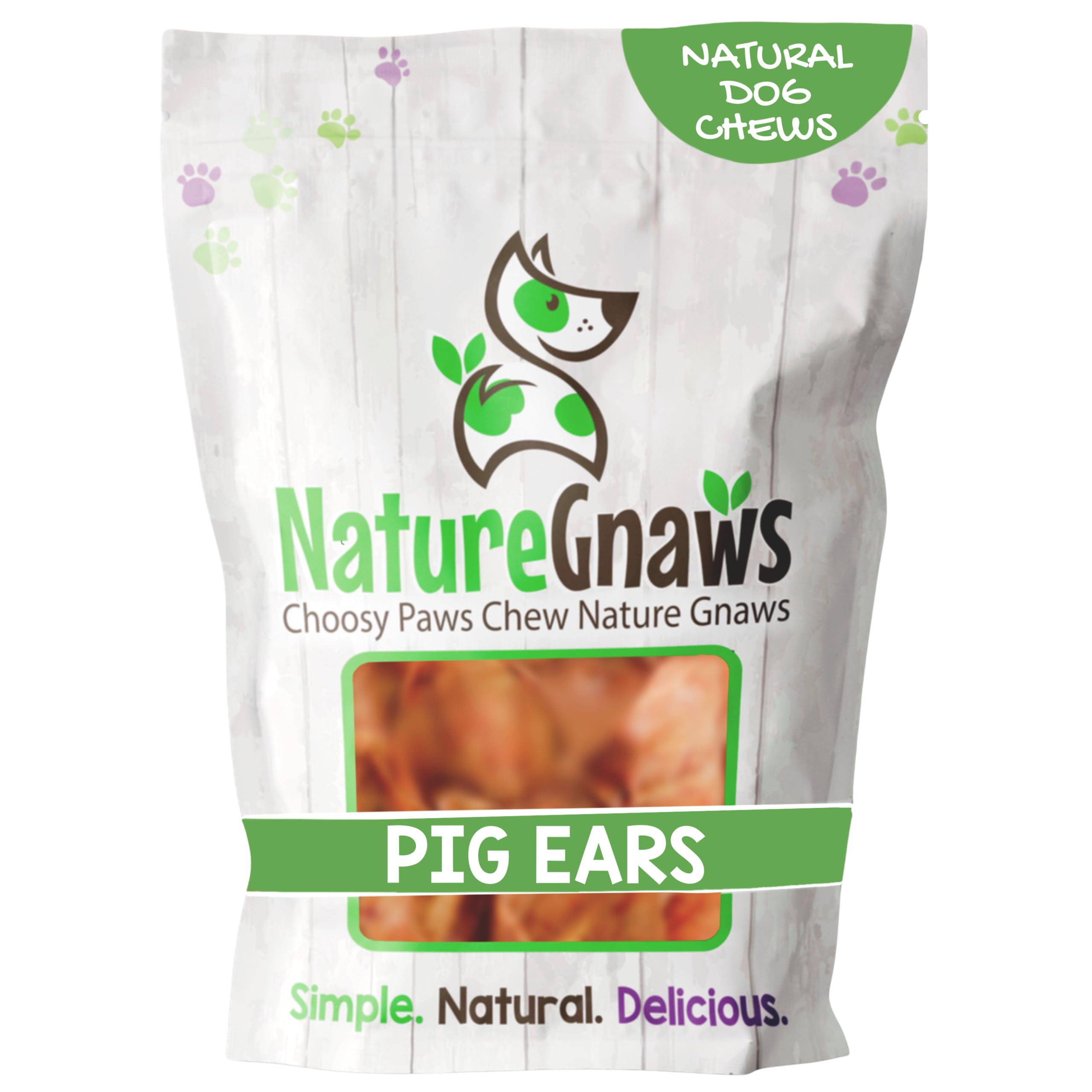 Nature Gnaws pig ears for dogs (8-count) provide a long-lasting chew for contented pups.