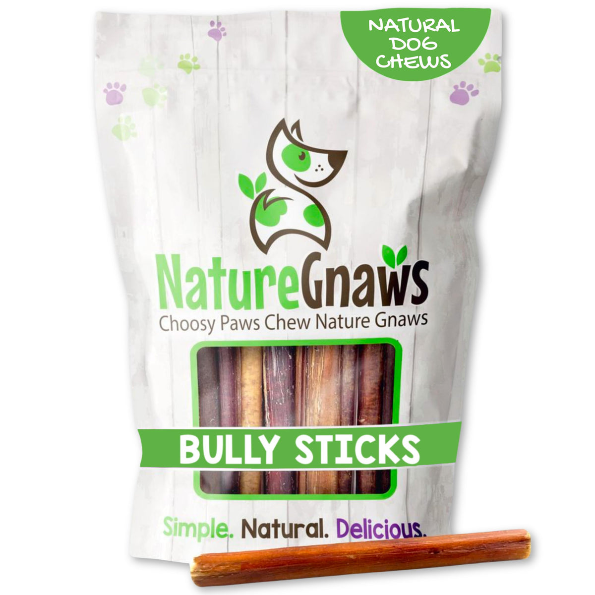 Nature Gnaws Small Bully Stick for puppies, ideal teething relief and long-lasting entertainment.