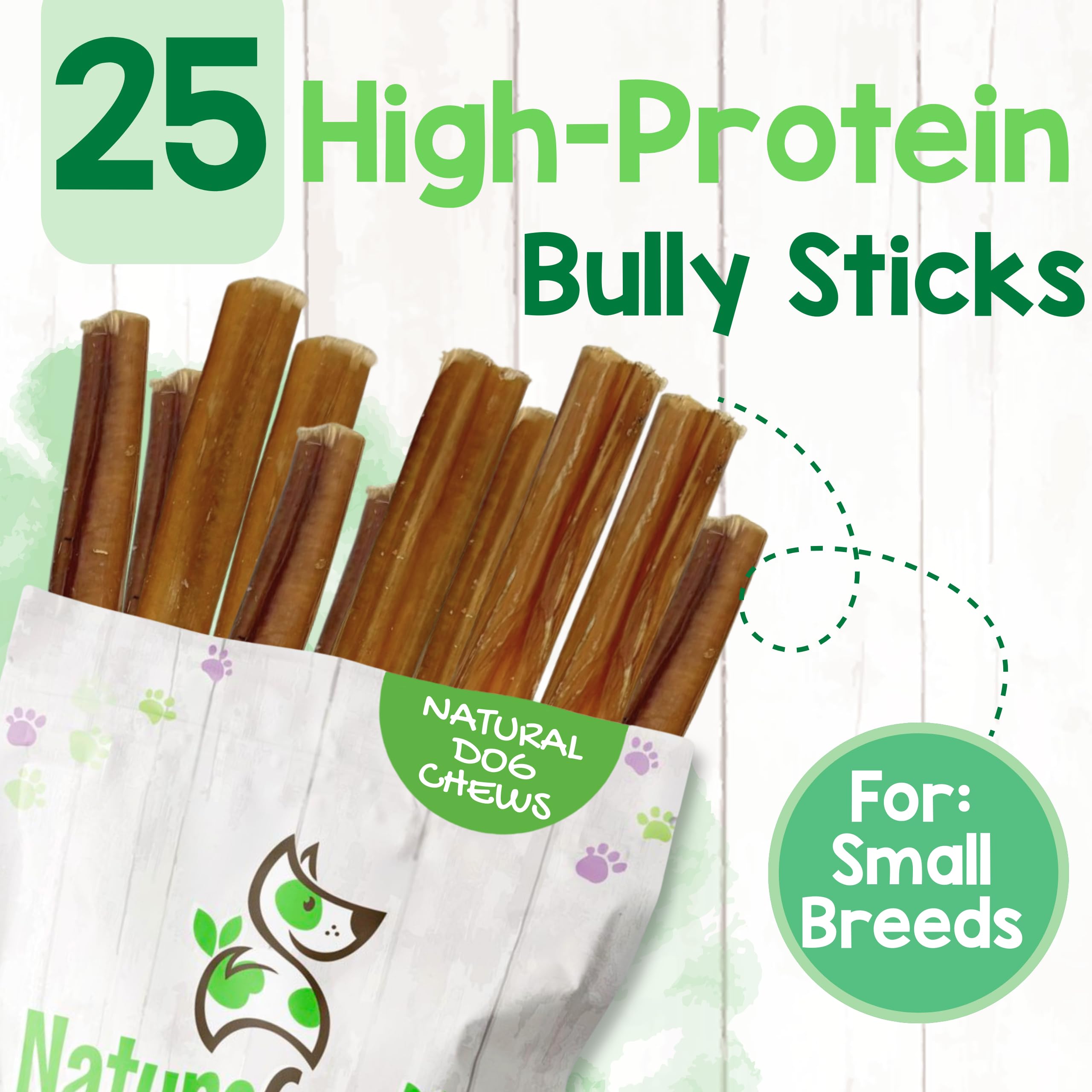 Savory beef scent from Nature Gnaws Bully Sticks enticing dogs to chew.