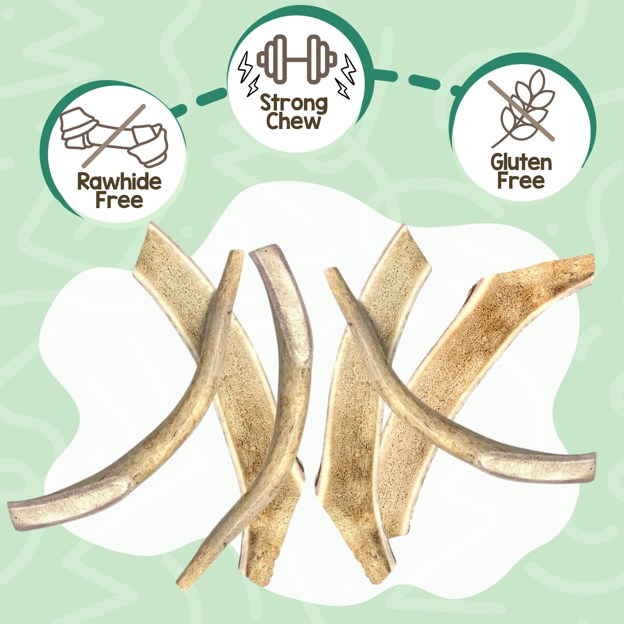 Nature Gnaws split antlers provide durable chewing for teething puppies and large dogs.
