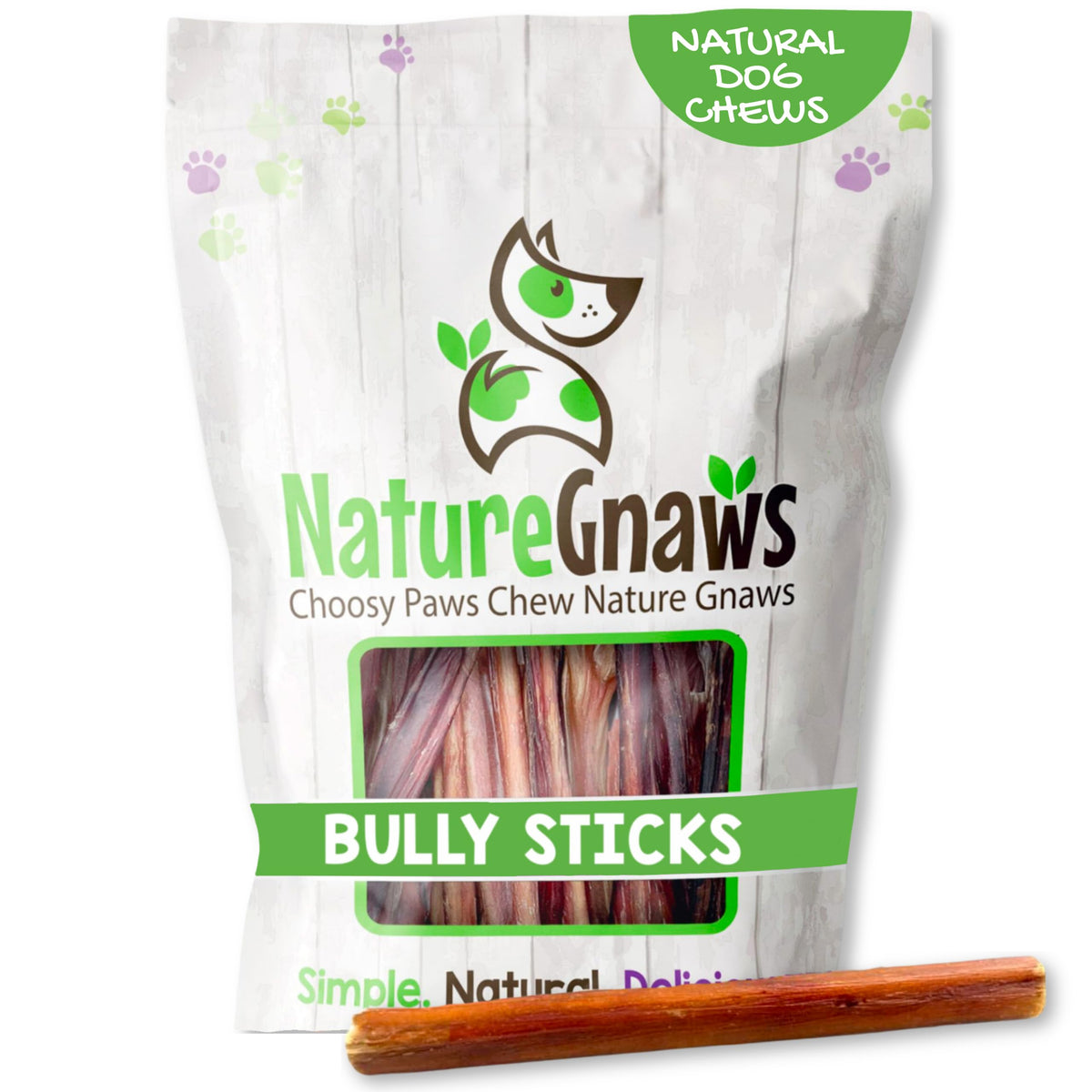 Nature Gnaws Thin Bully Sticks 5-6 inch dog chews for small breeds