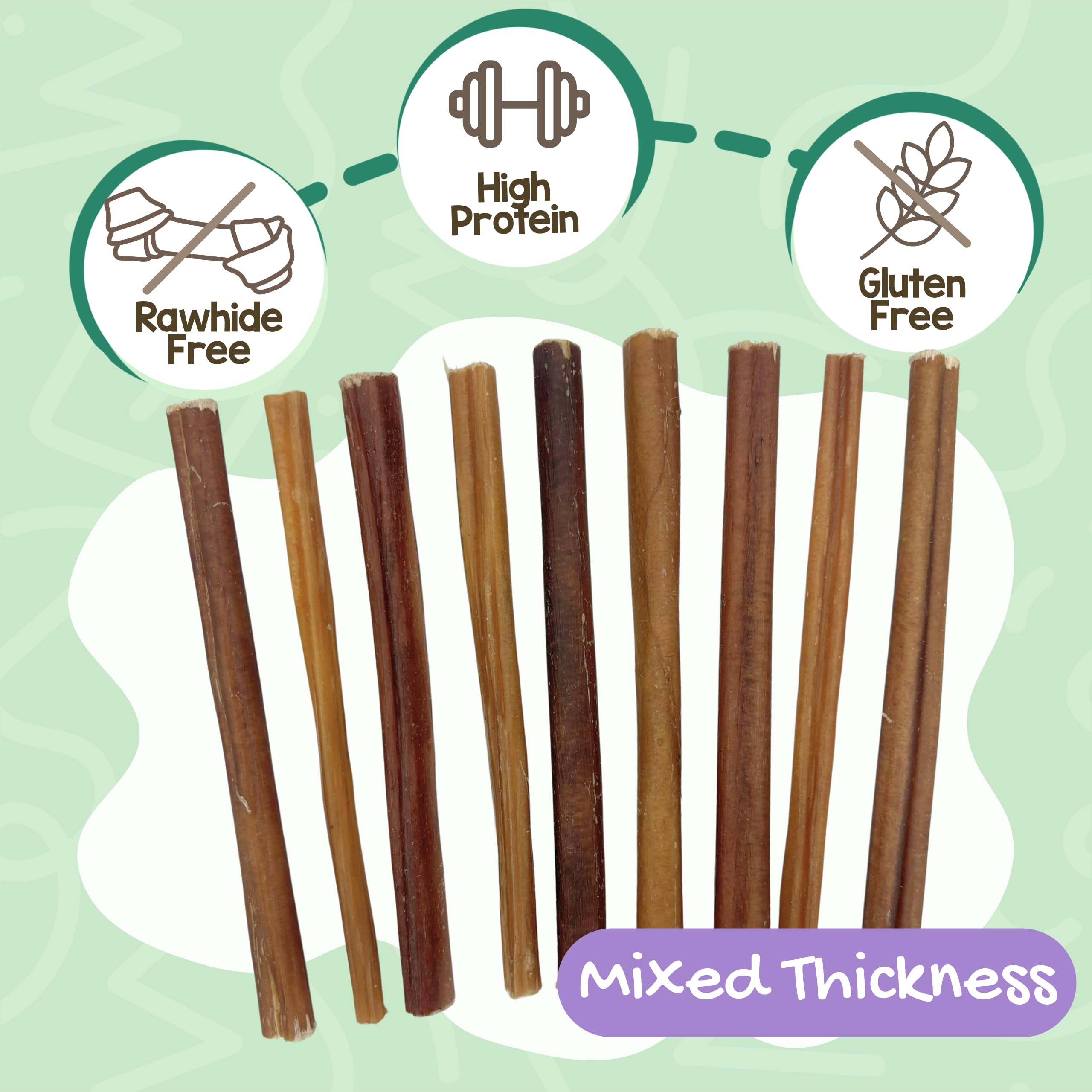 Nature Gnaws Thin Bully Sticks packaging close-up; natural beef chew option