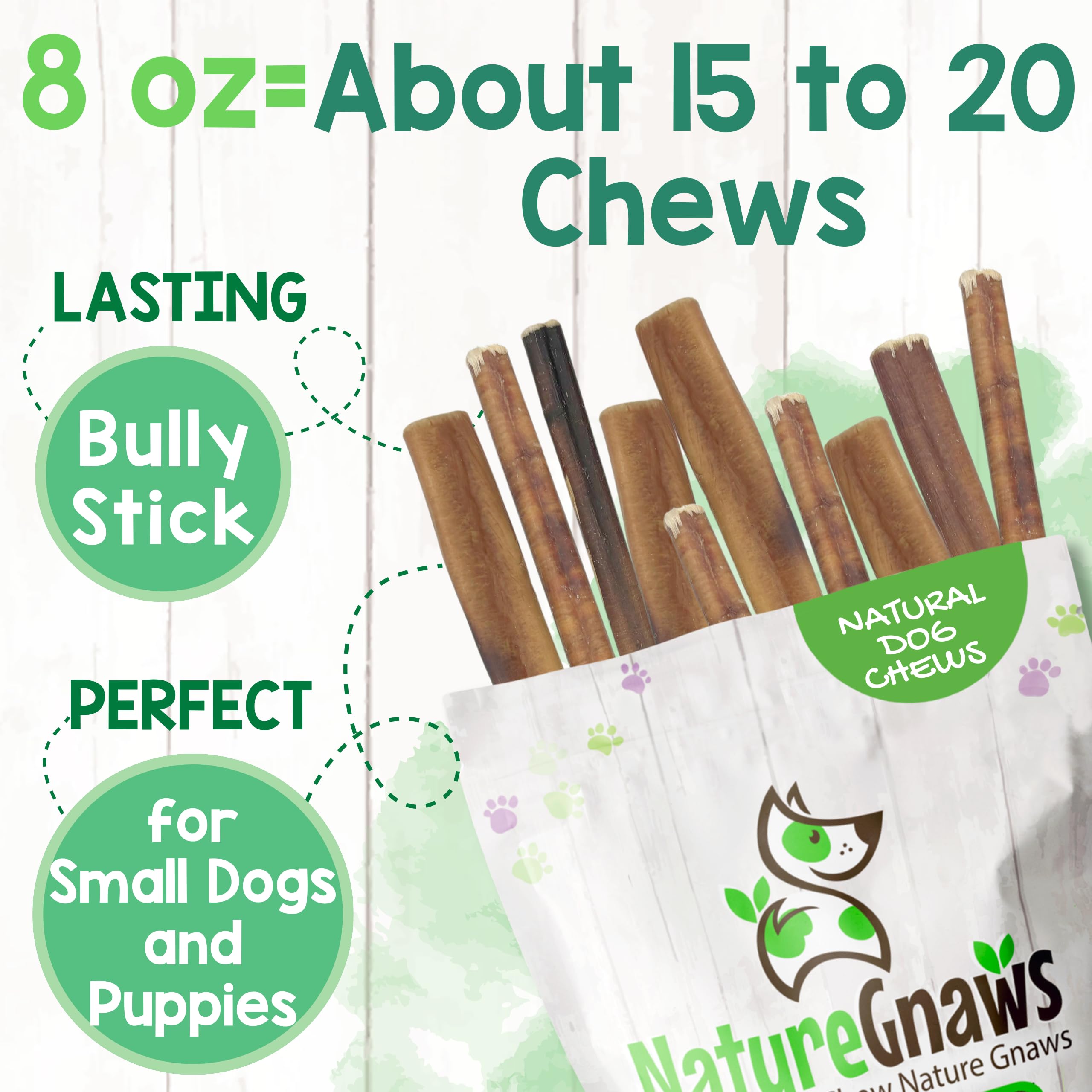 Nature Gnaws Thin Bully Sticks teething chew for puppies