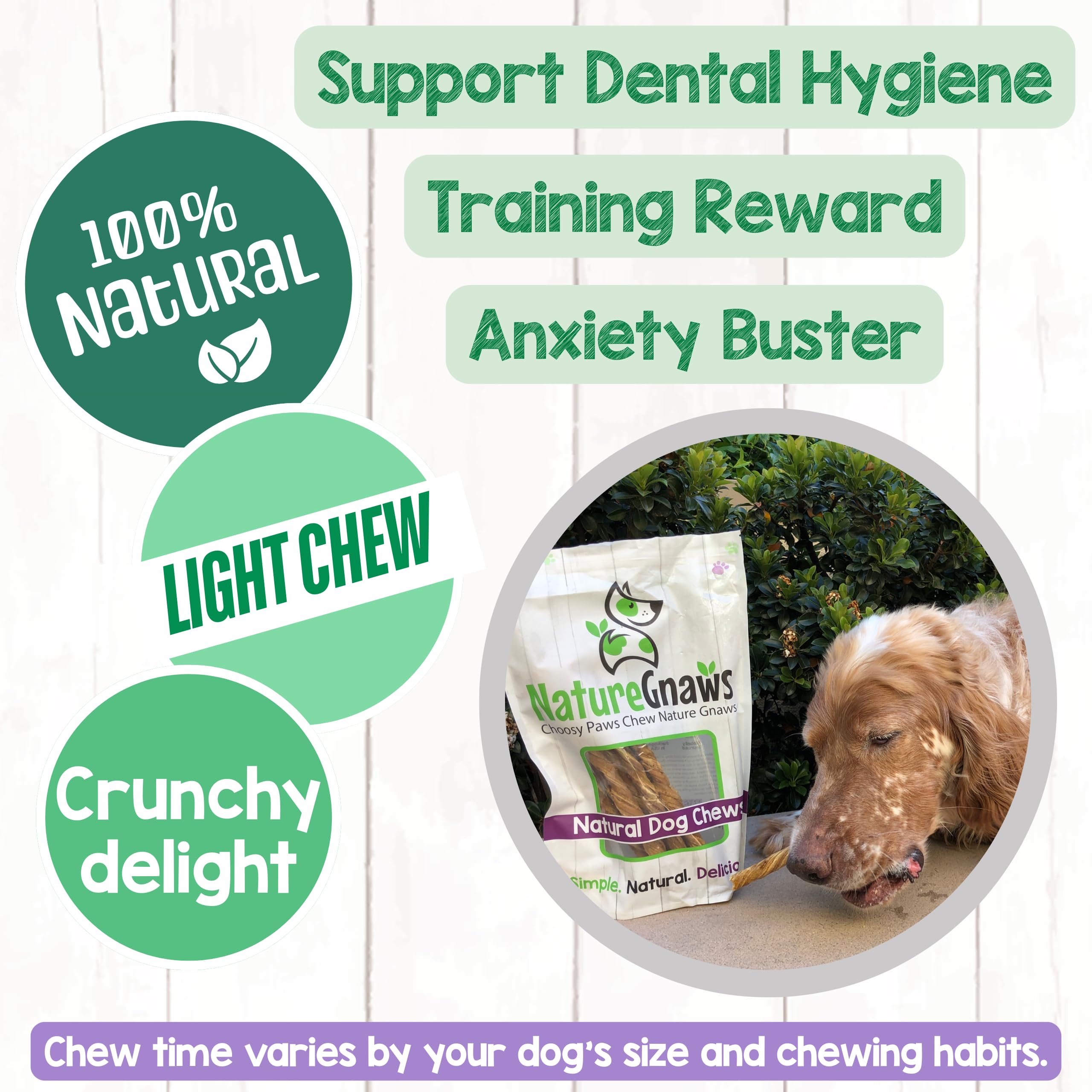 Nature Gnaws Tripe Twists puppy-teething closeup suggests soothing chew aid