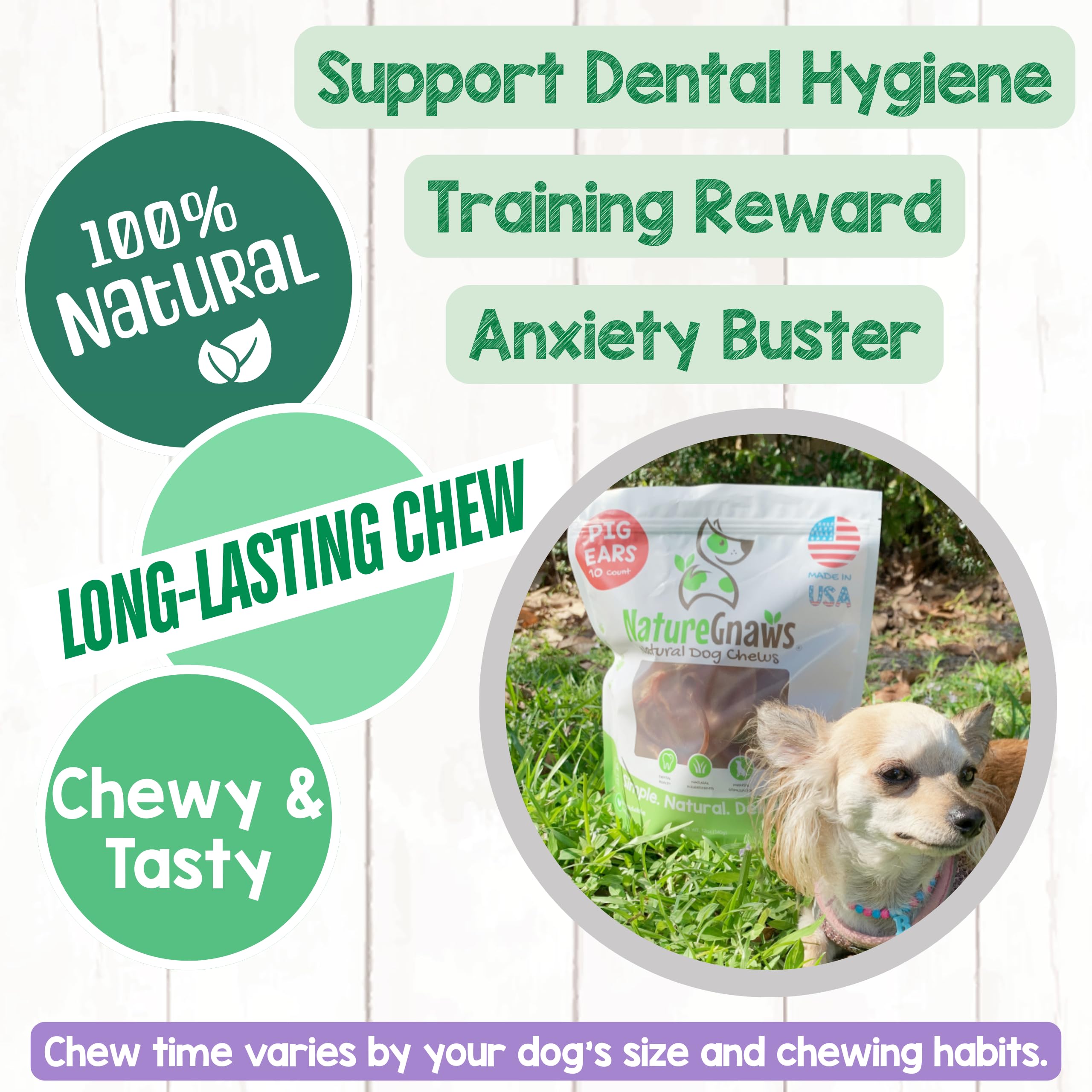 Nature Gnaws USA Pig Ears large-dogs chew session for busy chewers.