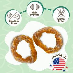 Close-up of Nature Gnaws Turkey Tendon Rings texture, showing a durable chew.