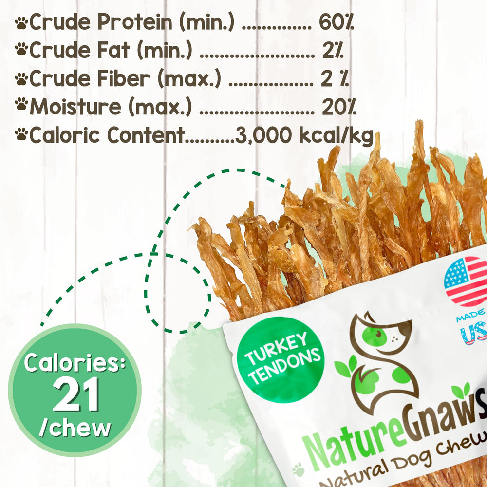Grain-free Nature Gnaws turkey tendons as a natural chew alternative.