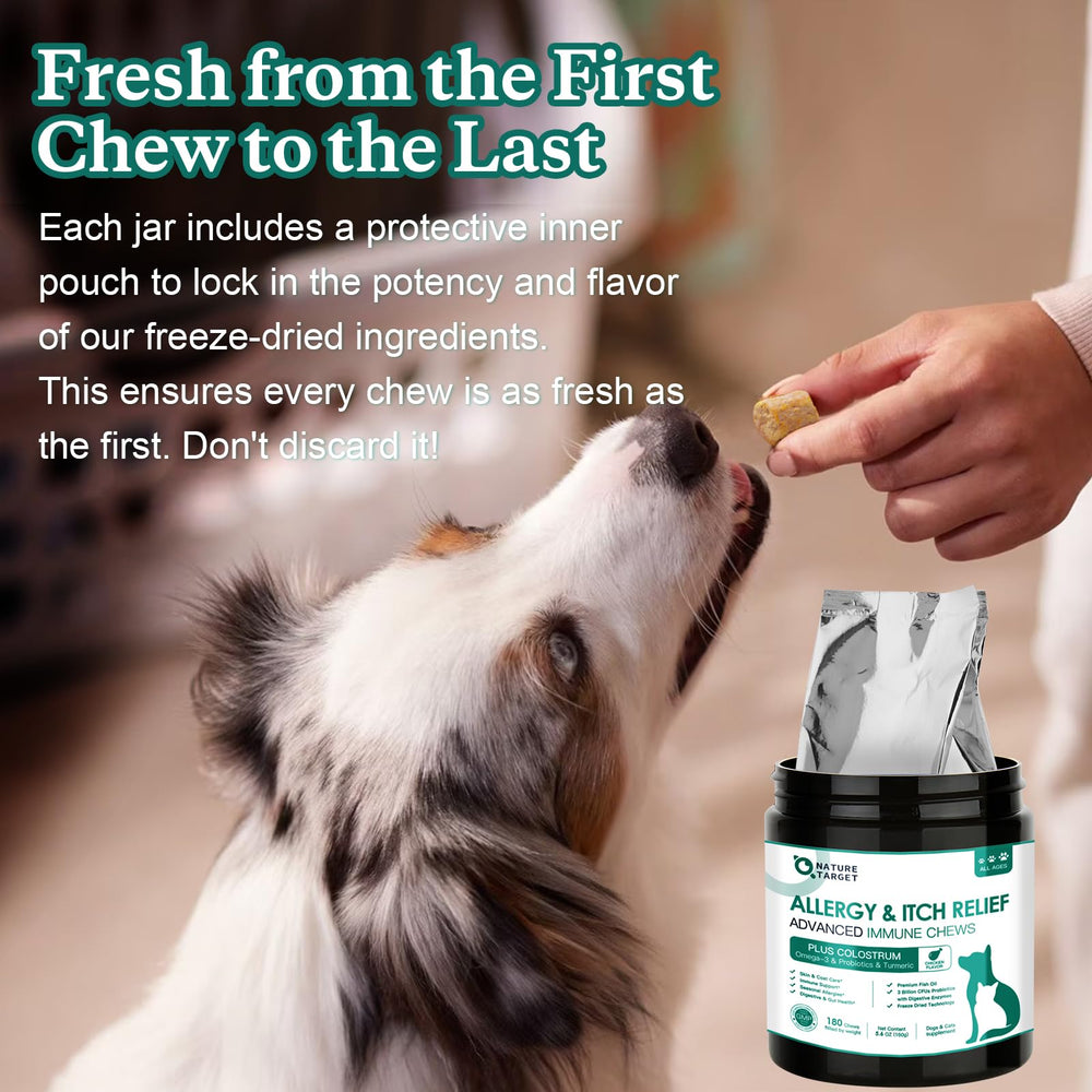 Nature Target all-natural, grain-free formula emphasizes pure ingredients and safety.
