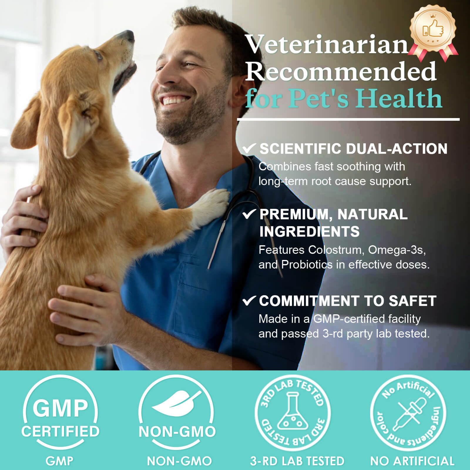 Nature Target Dog Allergy Relief Chews with Probiotics supports gut balance and immune health.