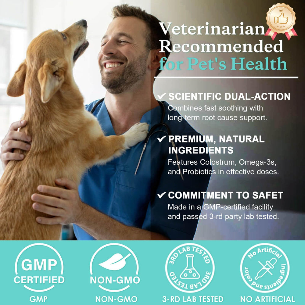 Nature Target Dog Allergy Relief Chews with Probiotics supports gut balance and immune health.