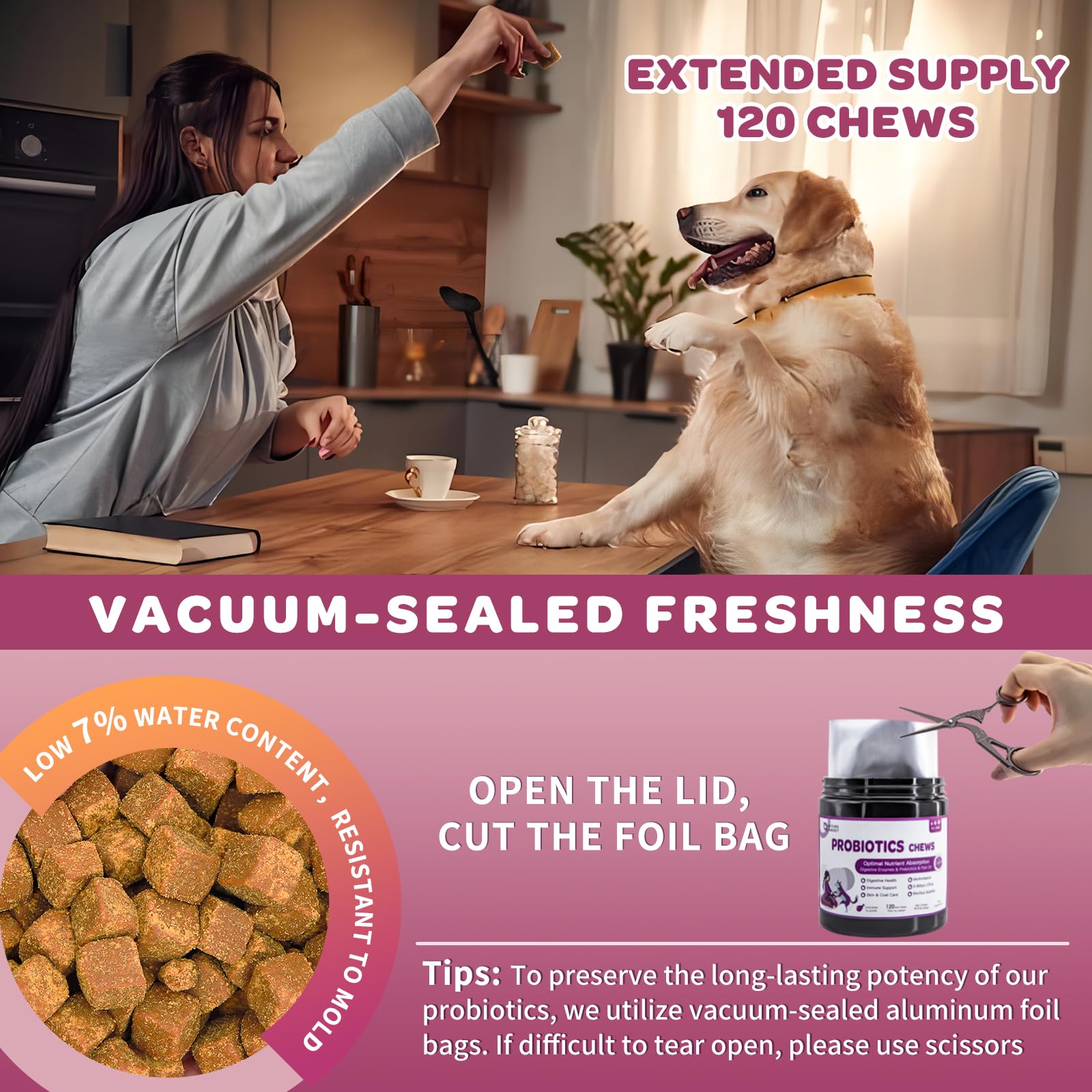 NATURE TARGET Dog chews label closeup shows ingredients and benefits