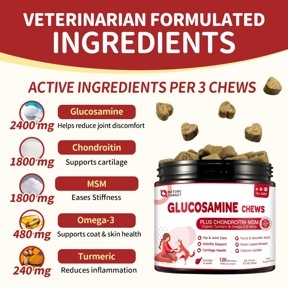 Nature Target omega-3 for dogs joint health bottle emphasizes mobility support