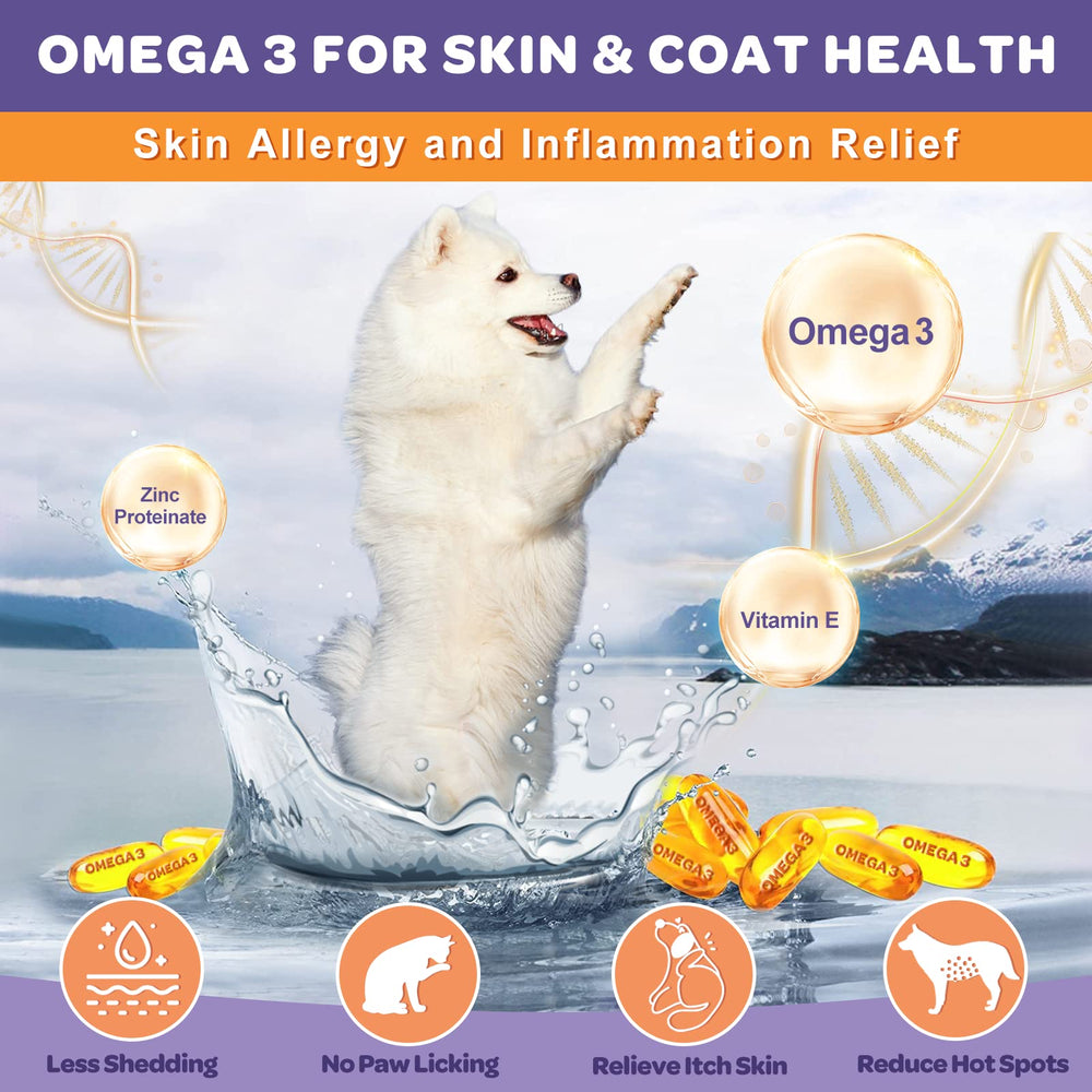 Nature Target Omega-3 for dogs bottle highlighting skin and coat support.