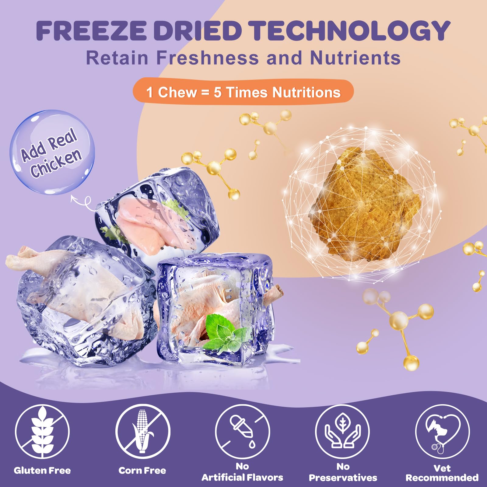 Nature Target dog probiotic chews easily mixed with meals.