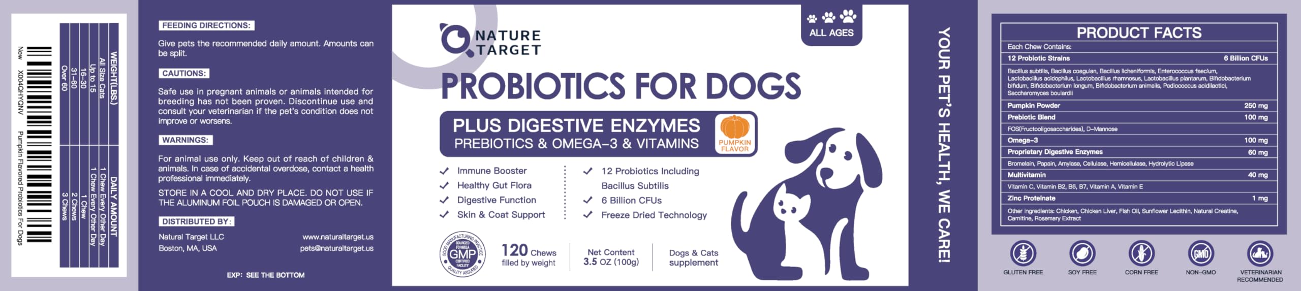 Daily-use Nature Target probiotic chews offering convenient canine nutrition