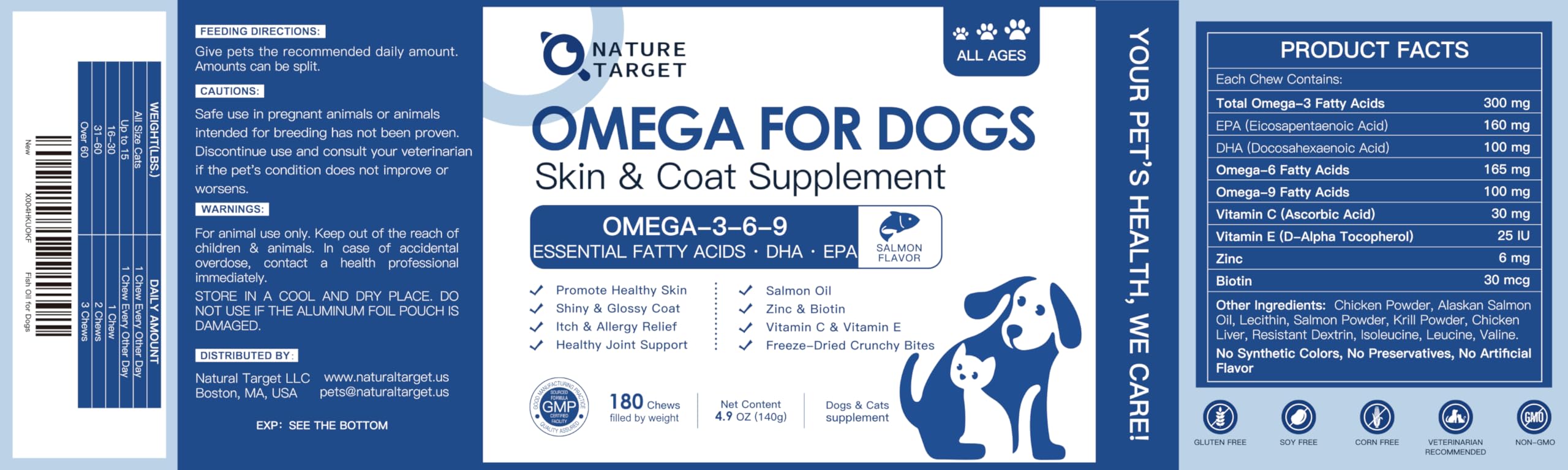 Nature Target real salmon flavor loved by picky dogs.