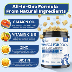 Nature Target Salmon oil dog treats rich in omega fatty acids.
