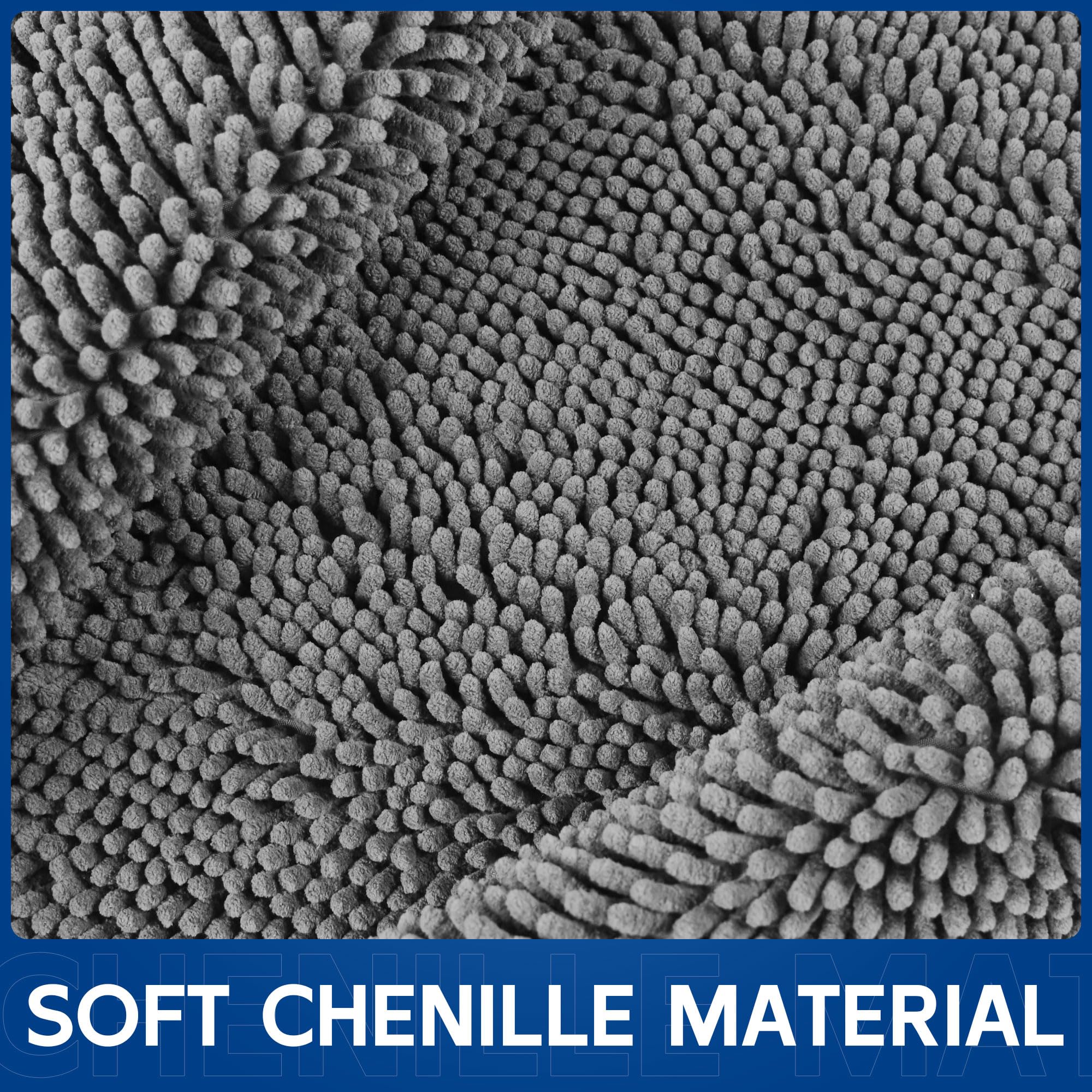 Naturei chenille non-slip bottom mat preventing slips on dry floors.