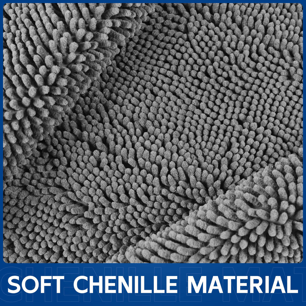 Naturei chenille non-slip bottom mat preventing slips on dry floors.