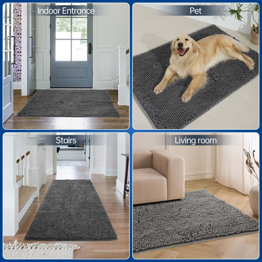 Naturei non-slip TPR back mat stays in place on dry floors.