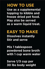 Nature's Diet fish oil bone broth powder adds omega-rich flavor to meals.
