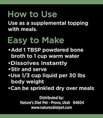 Nature's Diet Bone Broth Powder being mixed with water to create a savory gravy.