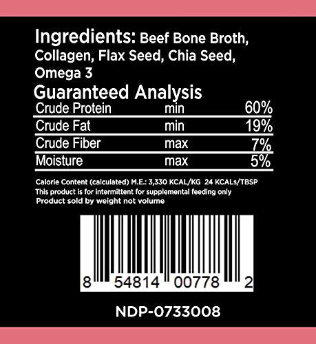 Nature's Diet bone broth powder pouring into a bowl for easy mixing.