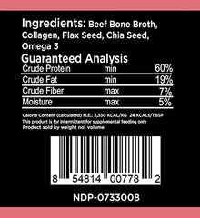 Nature's Diet bone broth powder pouring into a bowl for easy mixing.