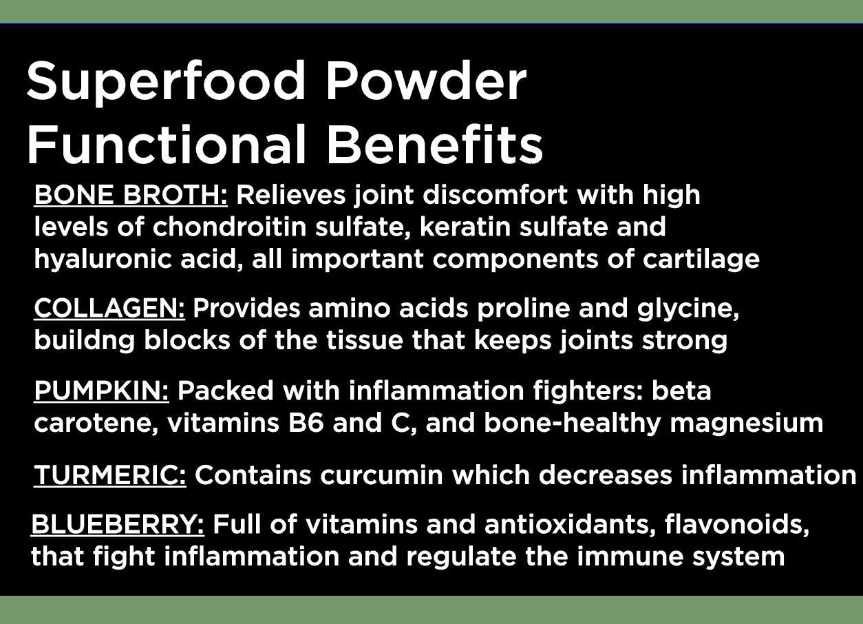 Nature's Diet Bone Broth Powder scoop for quick, nutrient-dense meal toppers.