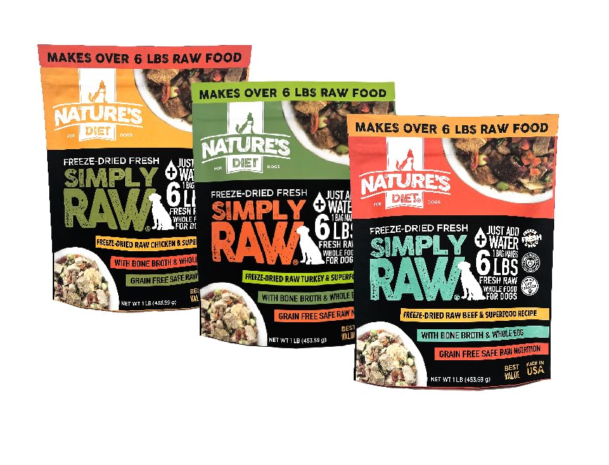 Nature's Diet Simply Raw freeze-dried meal package ready to rehydrate for convenient home feeding