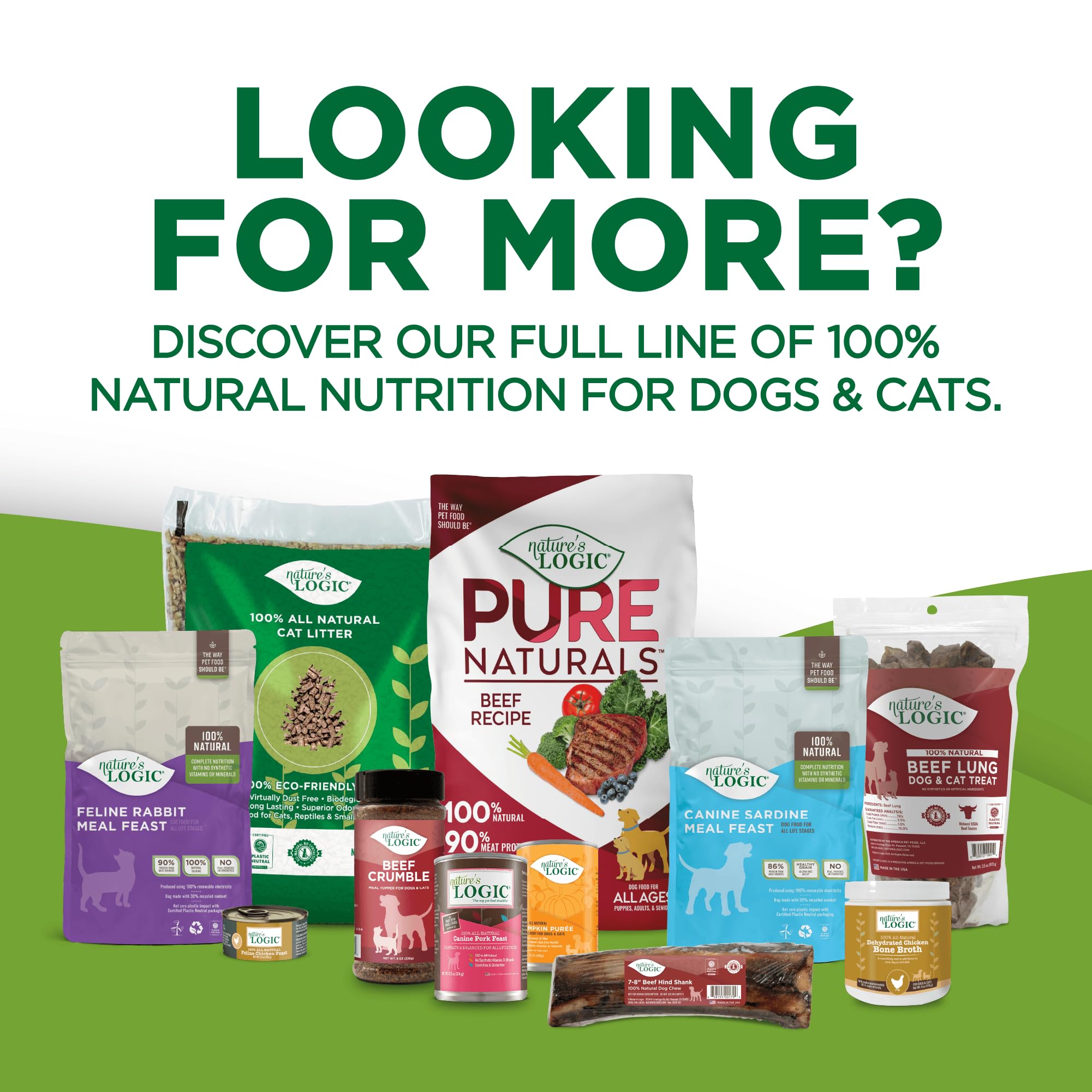 NATURE'S LOGIC label highlights 78% protein for energetic pets.