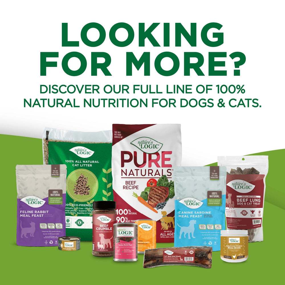 NATURE'S LOGIC label highlights 78% protein for energetic pets.