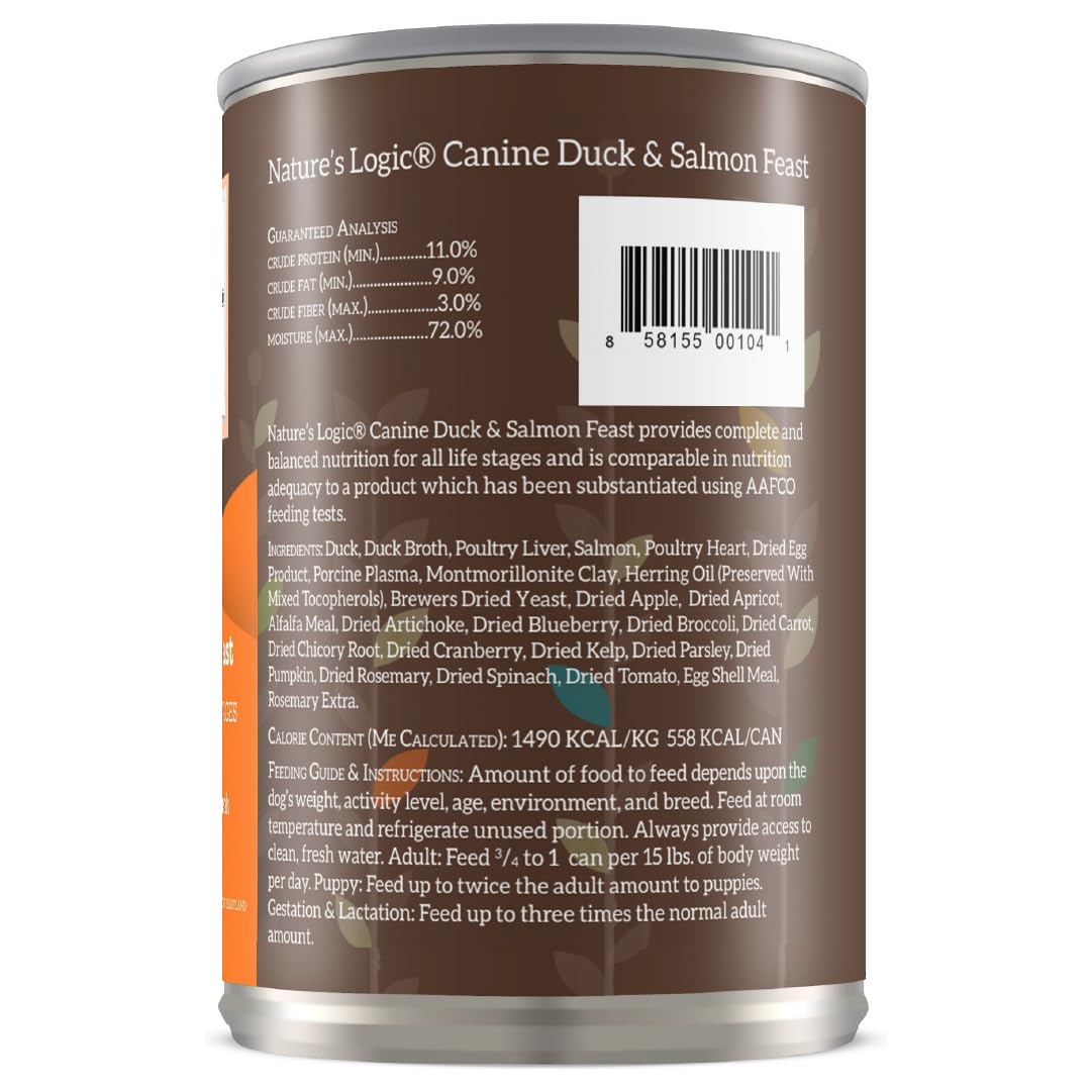 Nature's Logic grain-free wet dog food emphasizes 95% animal ingredients for core nutrition