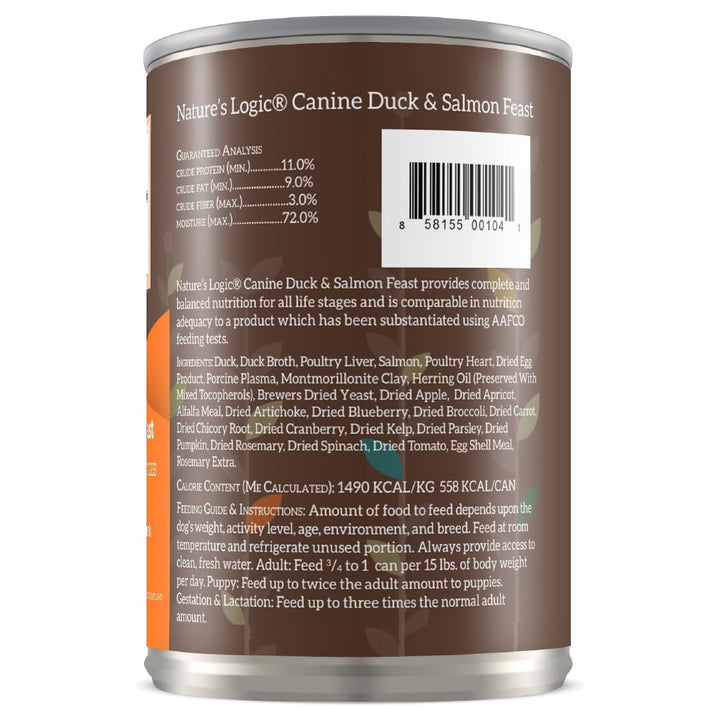 Nature's Logic grain-free wet dog food emphasizes 95% animal ingredients for core nutrition