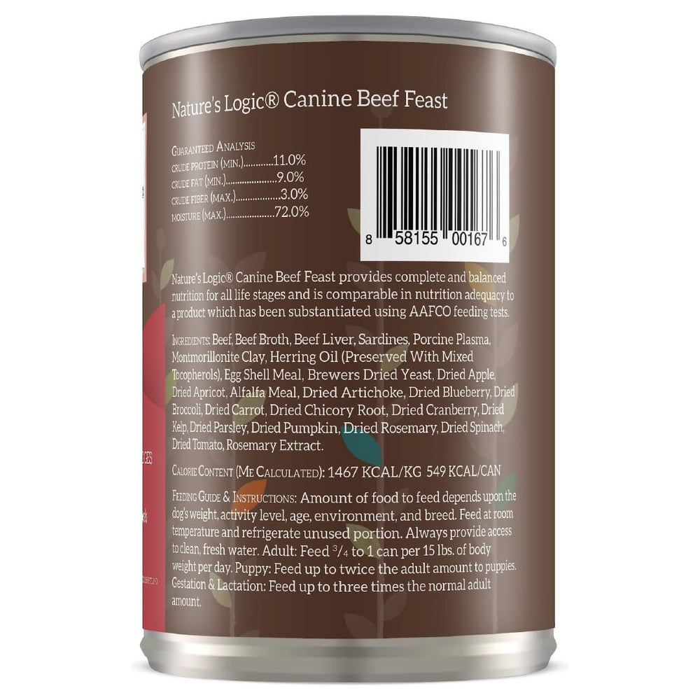 Nature's Logic canned dog food with 95% animal ingredients for wholesome nutrition