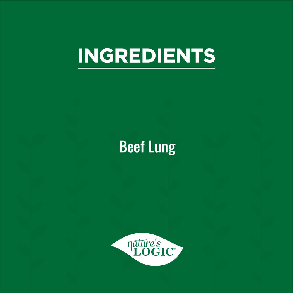 NATURE'S LOGIC beef lung treats for cats, high-protein allergen-friendly snack.
