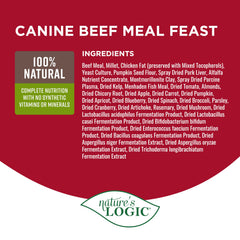 Nature's Logic Beef Meal Feast serving bowl ready for daily feeding and energy