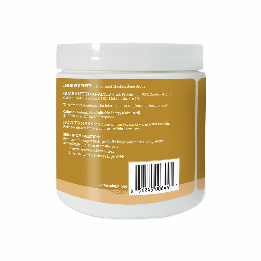 Nature's Logic bone broth powder used as a flavor boost on kibble.