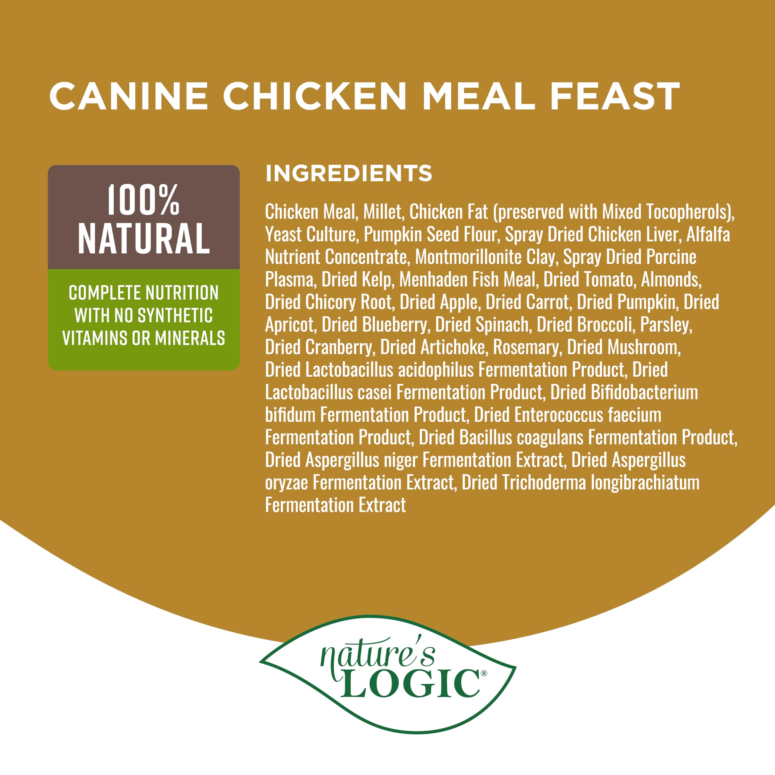 Nature's Logic dry dog food ingredients with fruits and vegetables emphasis